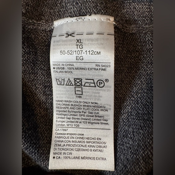 Banana Republic Italian Merino Wool Turtle Neck Sweater XL Gray N218 - Picture 8 of 9